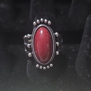 #96 Paparazzi Silver Ring with Bold Red Stone